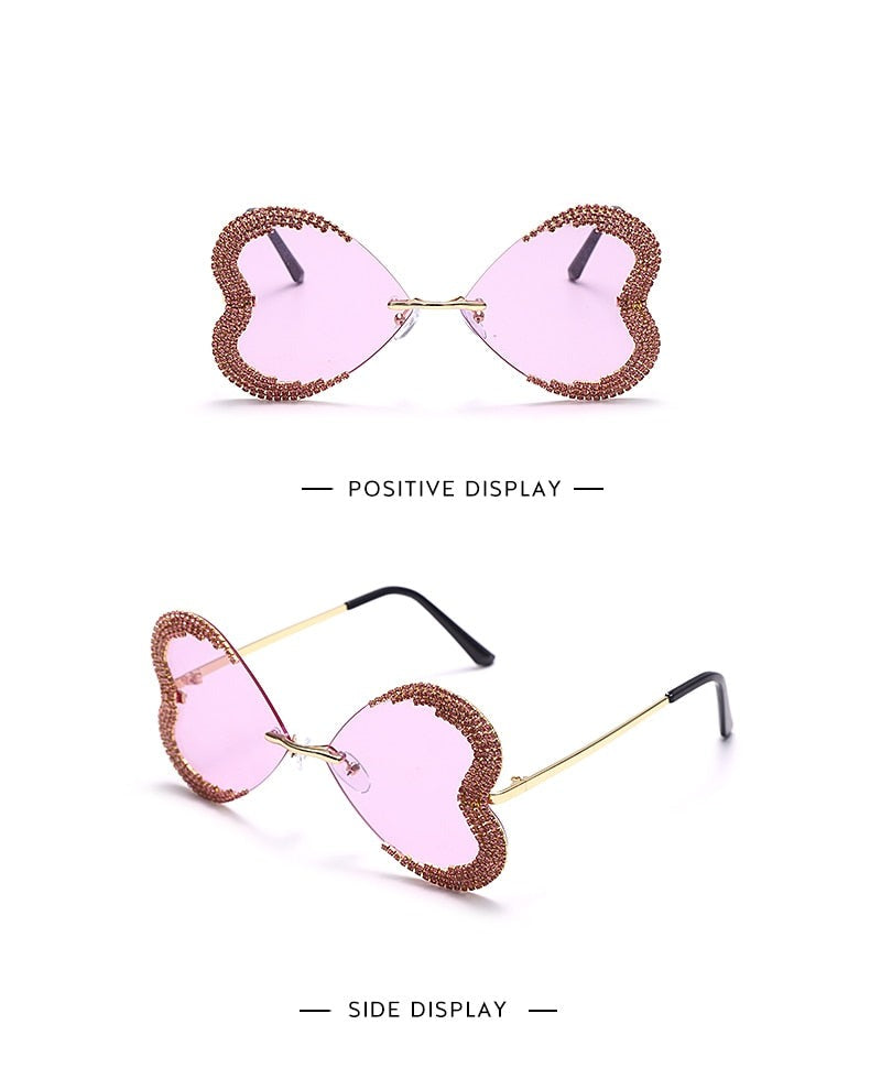 Calanovella Unique Heart Rimless Sunglasses Women Luxury Brand