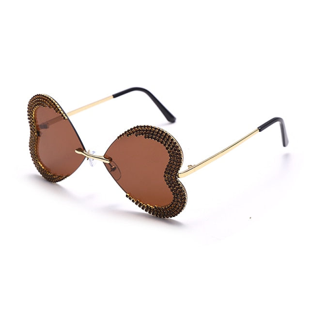 Calanovella Unique Heart Rimless Sunglasses Women Luxury Brand