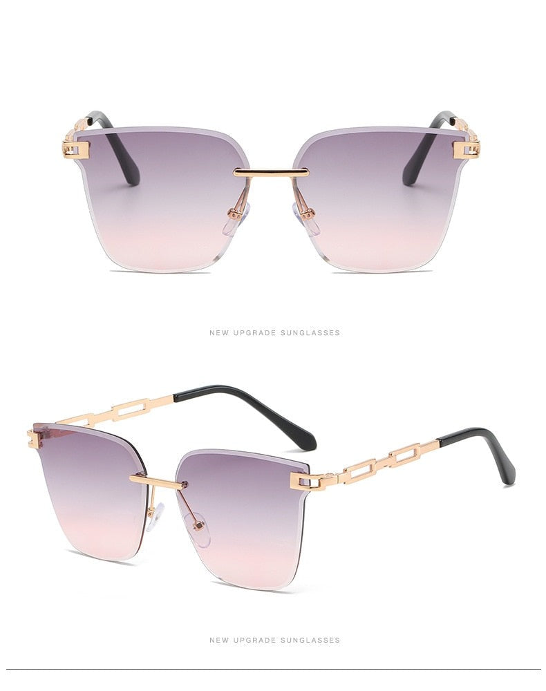 Calanovella New Rimless Sunglasses Women Oversized Punk Square Sun Glasses Men UV400 Driving Gradient Shades Eyewears Brand Designer