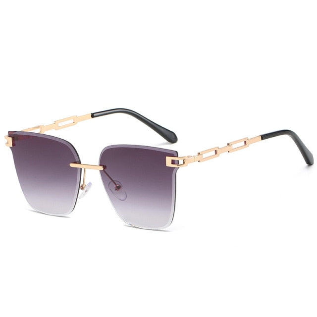 Calanovella New Rimless Sunglasses Women Oversized Punk Square Sun Glasses Men UV400 Driving Gradient Shades Eyewears Brand Designer
