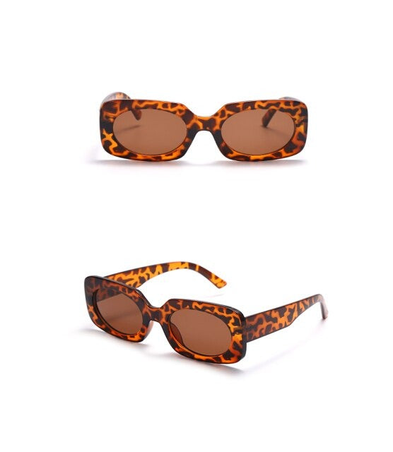 Calanovella Retro Rectangle Sunglasses Women Men Vintage Sun Glasses UV400 Goggle Shades Oval Lens Eyewear Gafas De Sol