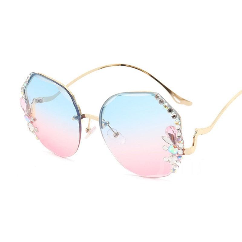 Calanovella Crystal Rimless Sunglasses Women Luxury Brand Designer