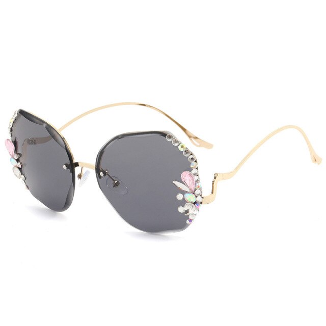 Calanovella Crystal Rimless Sunglasses Women Luxury Brand Designer  Oversize Gradient Sun Glasses UV400 Shades Female Eyewear