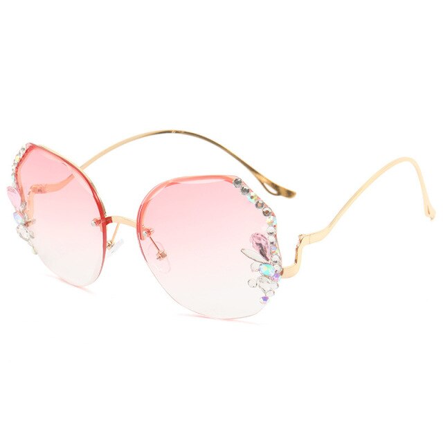 Calanovella Crystal Rimless Sunglasses Women Luxury Brand Designer  Oversize Gradient Sun Glasses UV400 Shades Female Eyewear