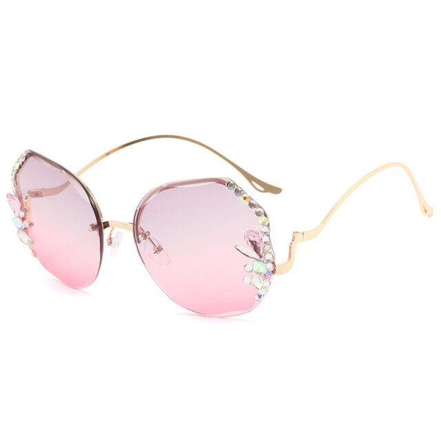 Calanovella Crystal Rimless Sunglasses Women Luxury Brand Designer