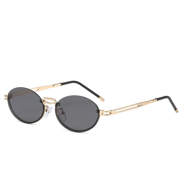 Calanovella Vintage Oval Sunglasses Women Men Classic Rimless Sun