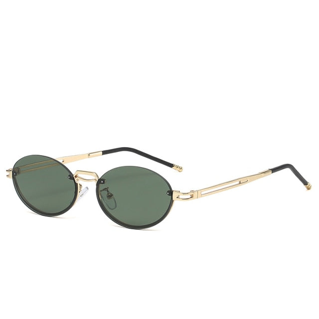 Calanovella Vintage Oval Sunglasses Women Men Classic Rimless Sun