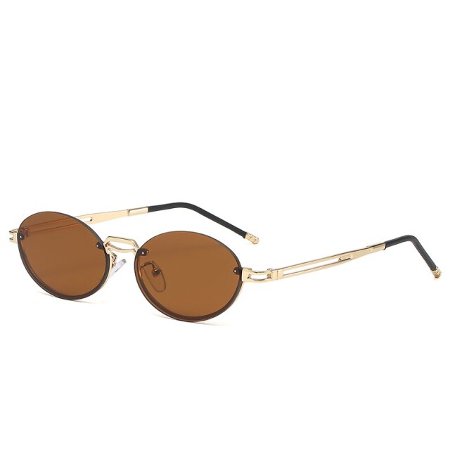 Calanovella Vintage Oval Sunglasses Women Men Classic Rimless Sun