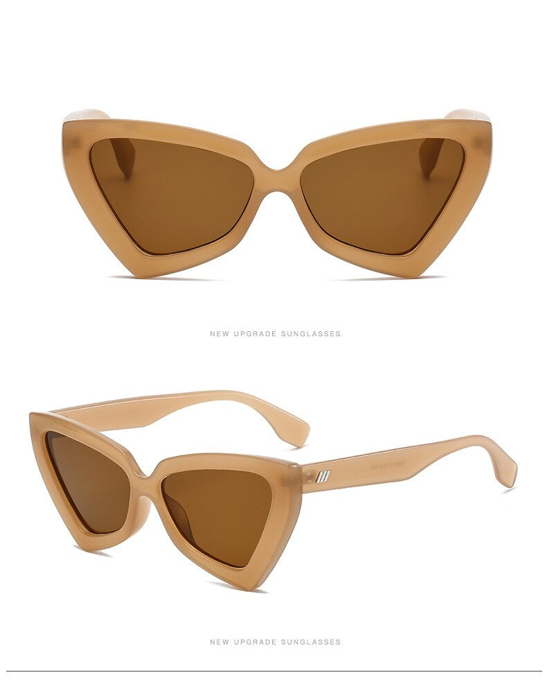 Calanovella Retro Cat Eye Sunglasses Women Vintage Thick Frame Sun