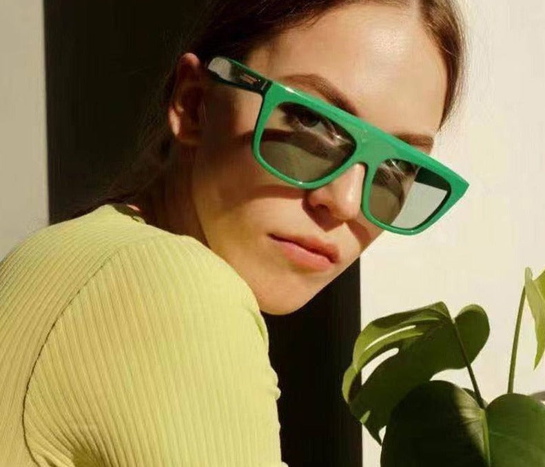 Calanovella One Piece Square Sunglasses Women Men Retro Sun Glasses