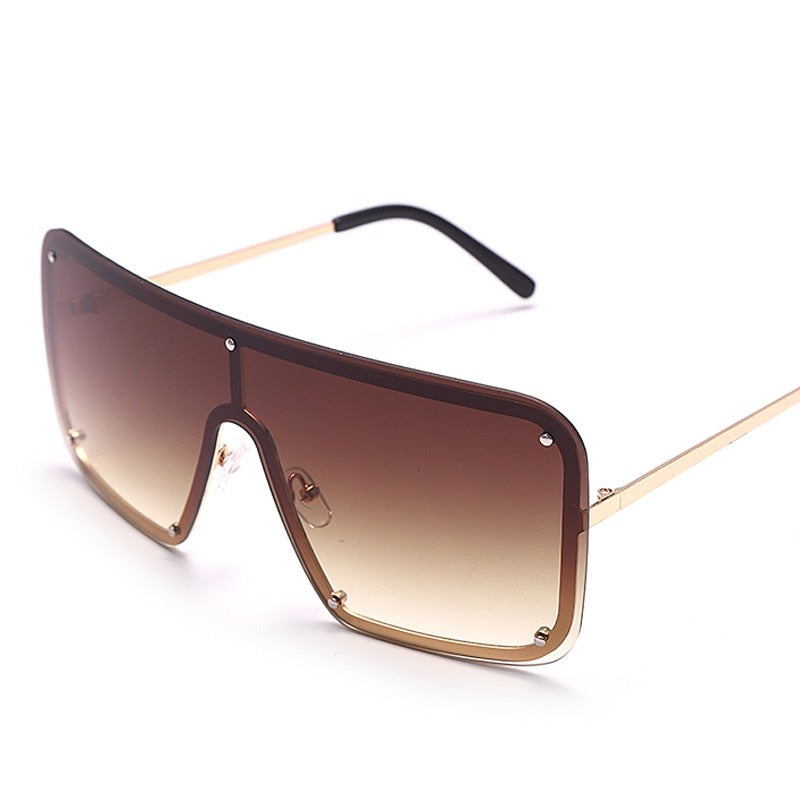 Calanovella Square Goggle Sunglasses One Piece Women Sunglasses Oversized Rimless Glasses Men Brand Designer Eyeglass Oculos De Sol Feminino