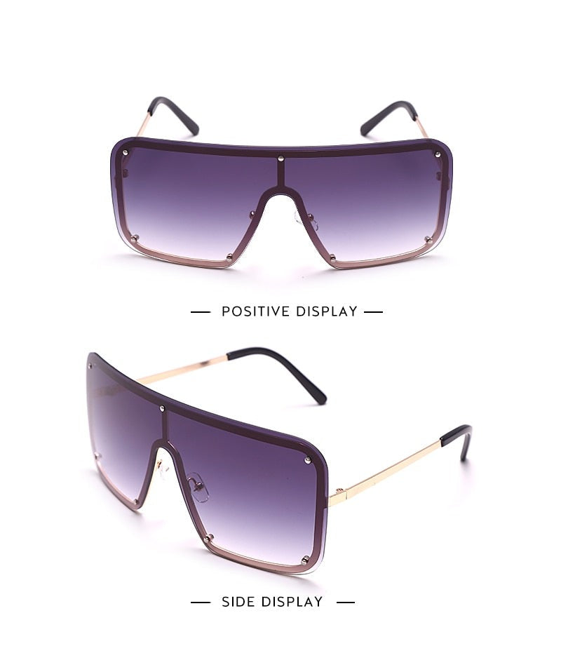 Calanovella Square Goggle Sunglasses One Piece Women Sunglasses Oversized Rimless Glasses Men Brand Designer Eyeglass Oculos De Sol Feminino