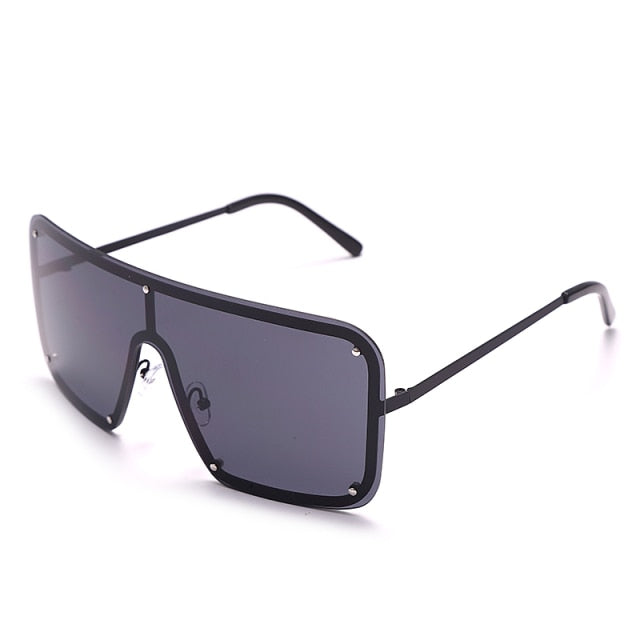 Calanovella Square Goggle Sunglasses One Piece Women Sunglasses Oversized Rimless Glasses Men Brand Designer Eyeglass Oculos De Sol Feminino