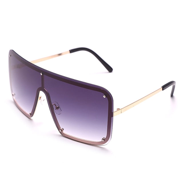 Calanovella Square Goggle Sunglasses One Piece Women Sunglasses Oversized Rimless Glasses Men Brand Designer Eyeglass Oculos De Sol Feminino