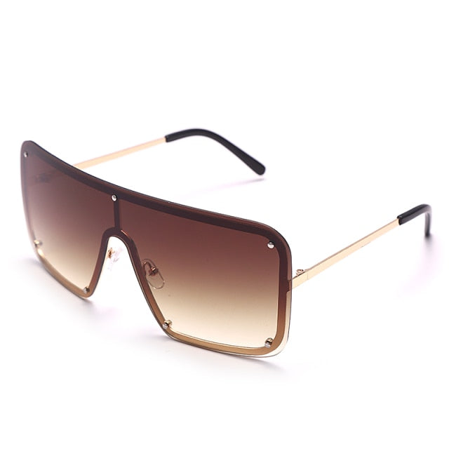 Calanovella Square Goggle Sunglasses One Piece Women Sunglasses Oversized Rimless Glasses Men Brand Designer Eyeglass Oculos De Sol Feminino