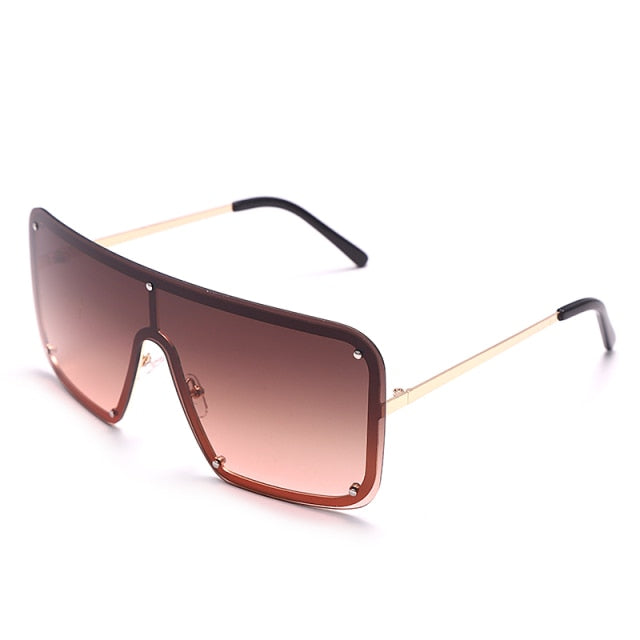 Calanovella Square Goggle Sunglasses One Piece Women Sunglasses Oversized Rimless Glasses Men Brand Designer Eyeglass Oculos De Sol Feminino