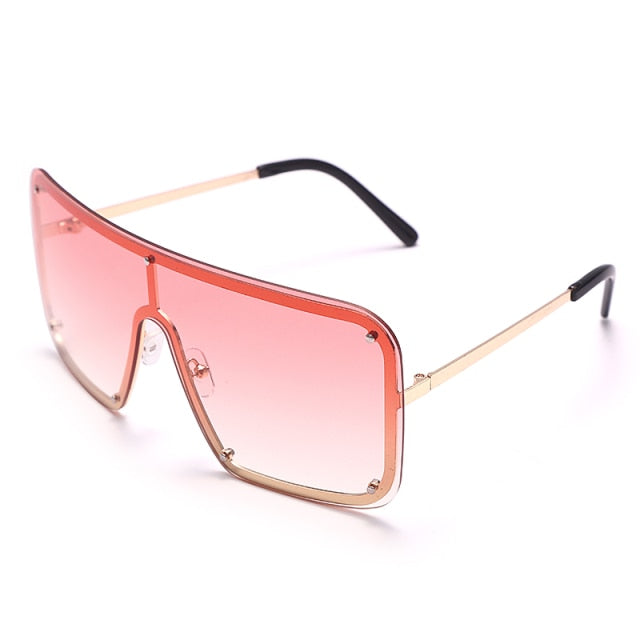 Calanovella Square Goggle Sunglasses One Piece Women Sunglasses Oversized Rimless Glasses Men Brand Designer Eyeglass Oculos De Sol Feminino