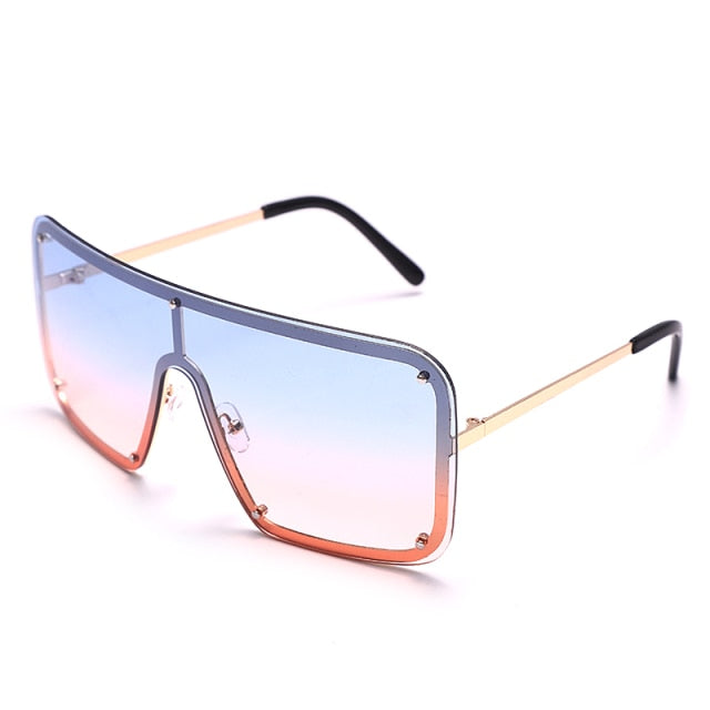 Calanovella Square Goggle Sunglasses One Piece Women Sunglasses Oversized Rimless Glasses Men Brand Designer Eyeglass Oculos De Sol Feminino
