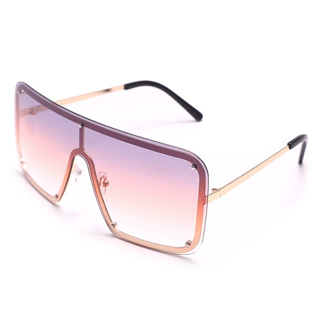 Calanovella Square Goggle Sunglasses One Piece Women Sunglasses Oversized Rimless Glasses Men Brand Designer Eyeglass Oculos De Sol Feminino