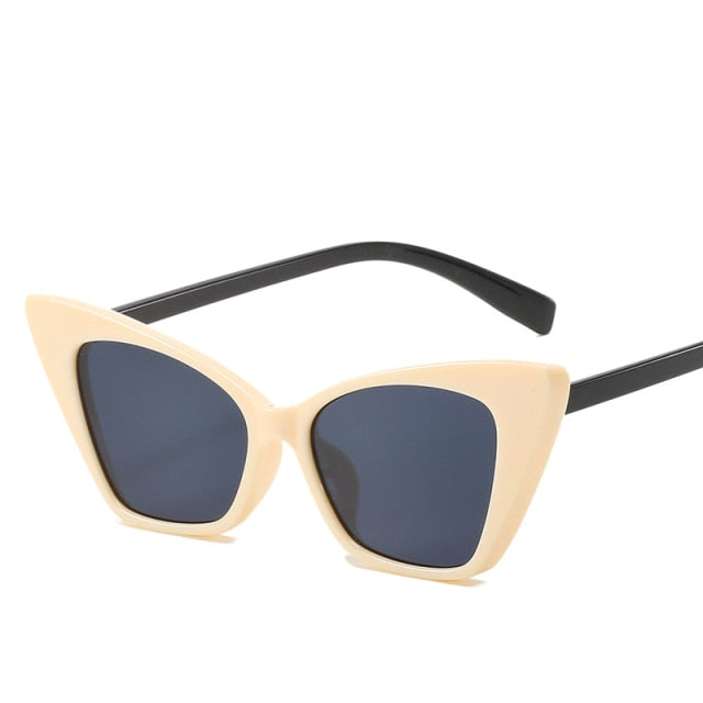Calanovella Luxury Brand Small Rectangle Sunglasses Women Grey Pink Shades Women 90s Vintage Steampunk Cat Eye Sunglasses Unisex UV400