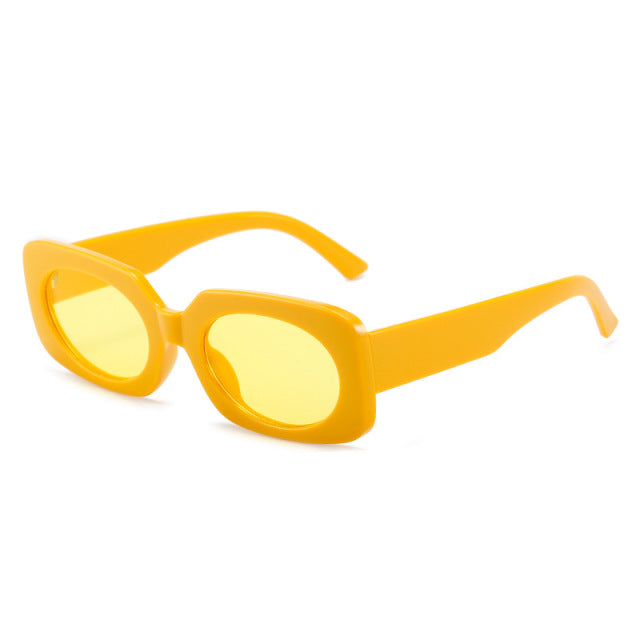 Calanovella Retro Square Colorful Sunglasses Women Fashion Green Yellow Shades UV400 Men Trending Sun Glasses