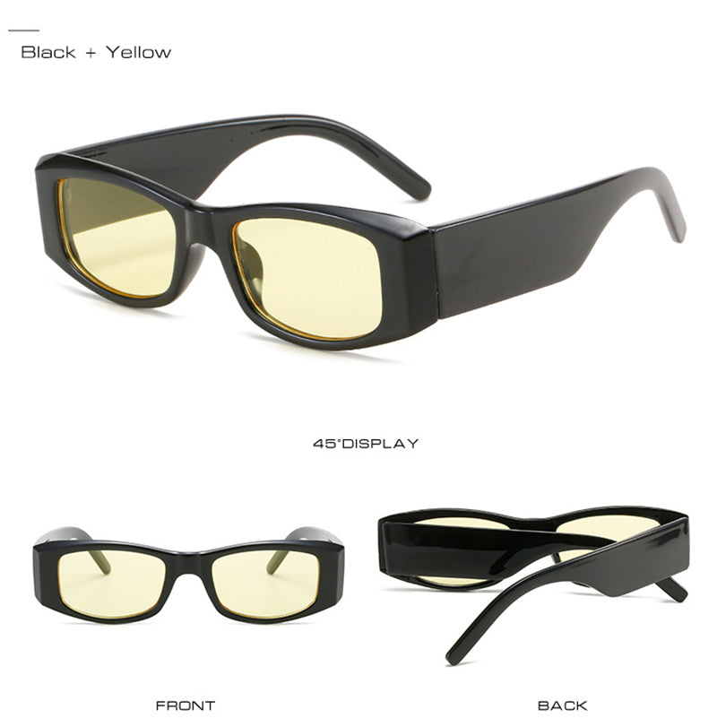 Calanovella Retro Rectangle Sunglasses Women Trending Shades UV400 Square Men Yellow Pink Sun Glasses