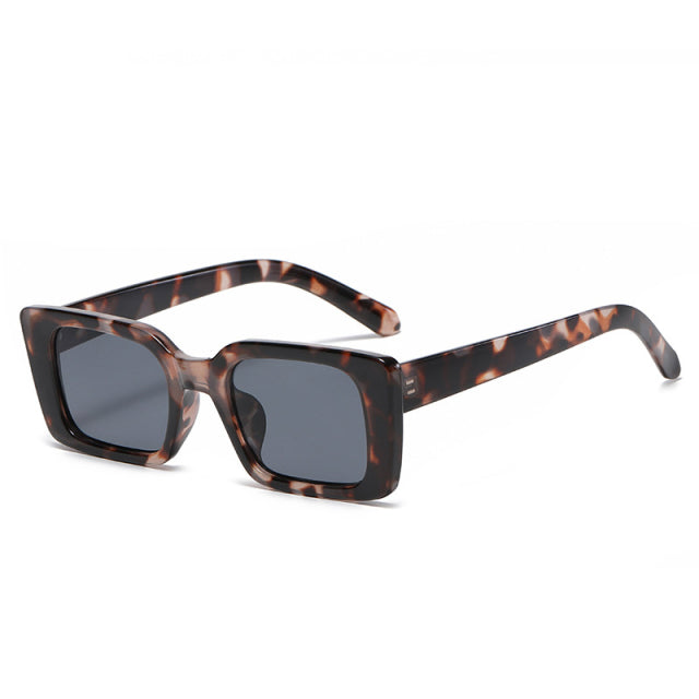 Calanovella Retro Small Rectangle Sunglasses Women Fashion Leopard