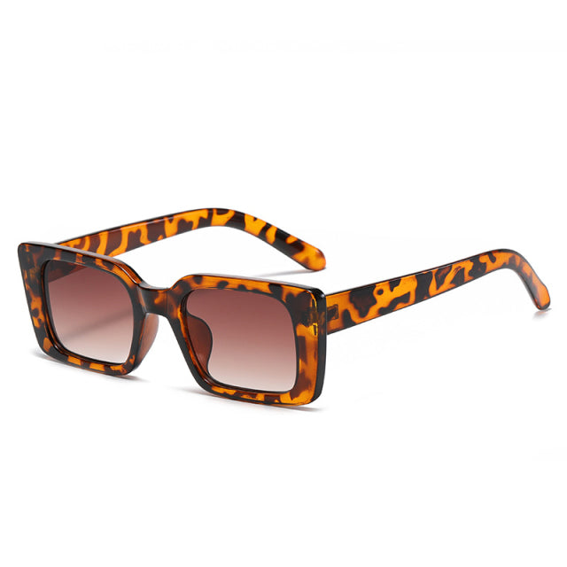 Calanovella Retro Small Rectangle Sunglasses Women Fashion Leopard