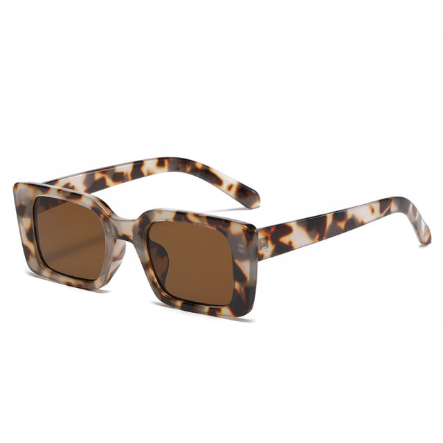 Calanovella Retro Small Rectangle Sunglasses Women Fashion Leopard