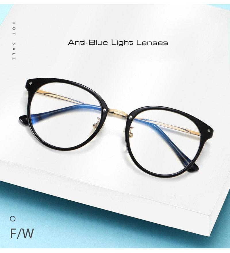 Calanovella Classic Anti Blue Light Eyeglasses Frames Fashion TR Round