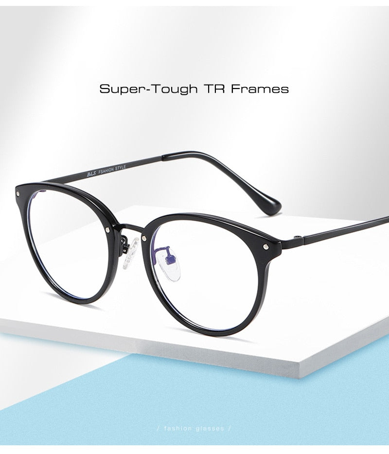 Calanovella Classic Anti Blue Light Eyeglasses Frames Fashion TR Round