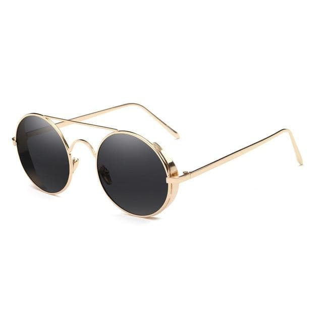 Calanovella Steampunk Round Sunglasses Stylish Gold Oval Round Retro Steampunk Sunglasses Polarized for Men Women Vintage Cool Oval Round Lens Metal Wire Frame Fashionable Glasses UV400 black,red,green,pink,silver gold,silver,blue,purple 34.99 USD