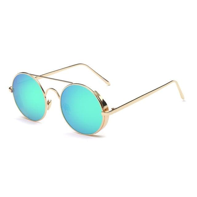 Calanovella Steampunk Round Sunglasses Stylish Gold Oval Round Retro Steampunk Sunglasses Polarized for Men Women Vintage Cool Oval Round Lens Metal Wire Frame Fashionable Glasses UV400 black,red,green,pink,silver gold,silver,blue,purple 34.99 USD