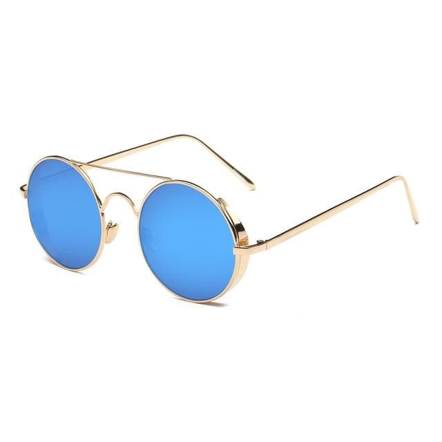 Calanovella Steampunk Round Sunglasses Stylish Gold Oval Round Retro Steampunk Sunglasses Polarized for Men Women Vintage Cool Oval Round Lens Metal Wire Frame Fashionable Glasses UV400 black,red,green,pink,silver gold,silver,blue,purple 34.99 USD