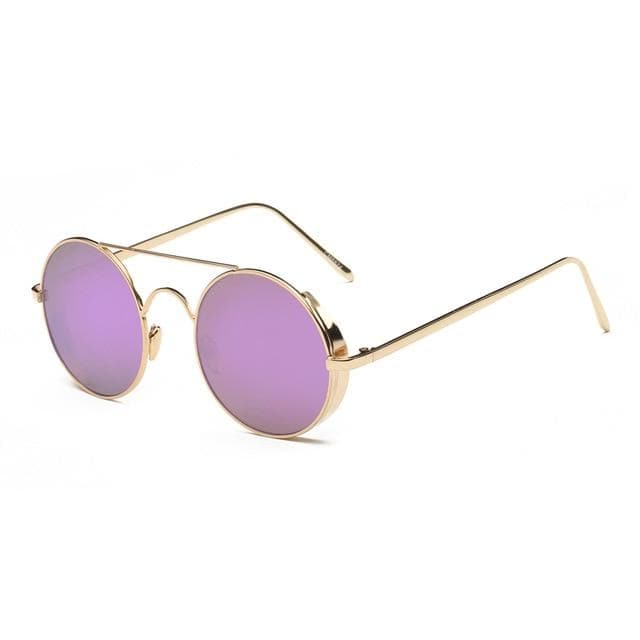 Calanovella Steampunk Round Sunglasses Stylish Gold Oval Round Retro Steampunk Sunglasses Polarized for Men Women Vintage Cool Oval Round Lens Metal Wire Frame Fashionable Glasses UV400 black,red,green,pink,silver gold,silver,blue,purple 34.99 USD