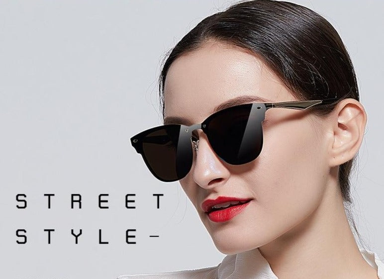 Calanovella Frameless Square Cat Eye Sunglasses Designer Retro Vintage